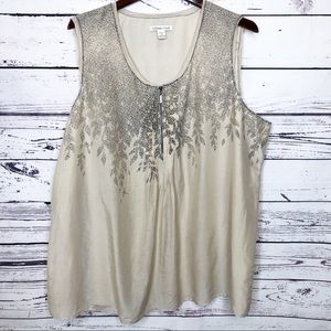 Coldwater Creek silk blend zip front tank top